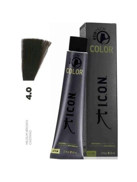 Tinte ICON Ecotech Color Castaño 4.0 sin alcohol, amoníaco ni ppd