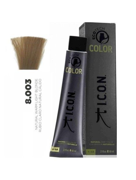 Tinte ICON Ecotech Color Rubio Claro Natural Cálido 8.003 sin alcohol, amoníaco ni ppd