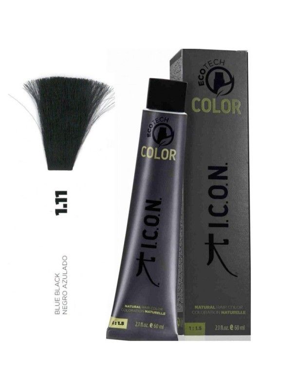 Tinte ICON Ecotech Color Negro Azulado 1.11 sin alcohol, amoníaco ni ppd
