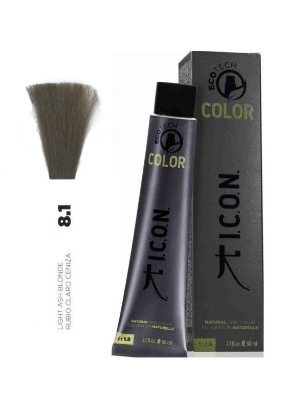 Tinte ICON Ecotech Color Rubio Claro Ceniza 8.1 sin alcohol, amoníaco ni ppd