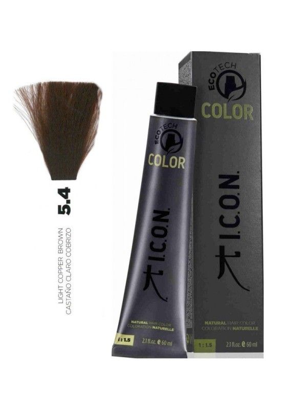 Tinte ICON Ecotech Color Castaño Claro Cobrizo 5.4 sin alcohol, amoníaco ni ppd