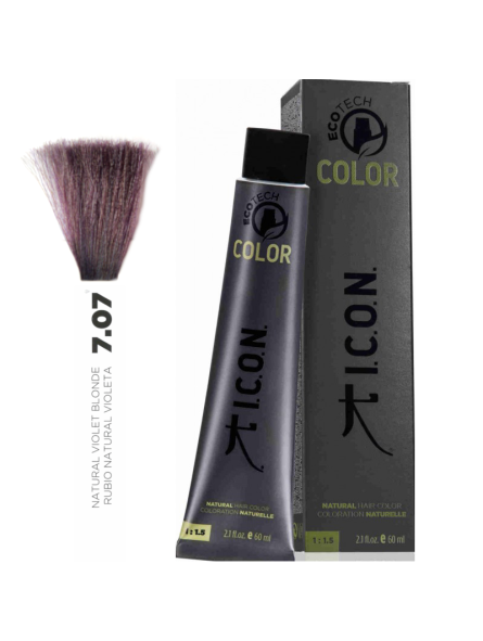 Tinte ICON Ecotech Color Rubio Natural Violeta 7.07 sin alcohol, amoníaco ni ppd